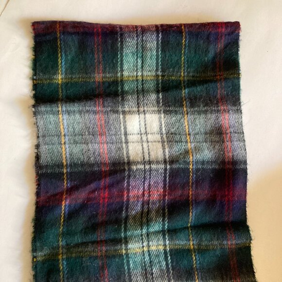 Vtg Plaid Cashmere Feel Acrylic Blanket Scarf Green Dress Malcolm Tartan Japan - Picture 8 of 10